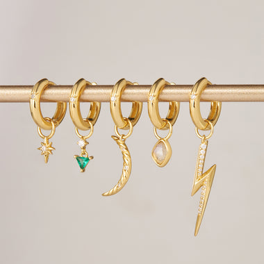 Gold Sparkle Drop Green Earring Charm