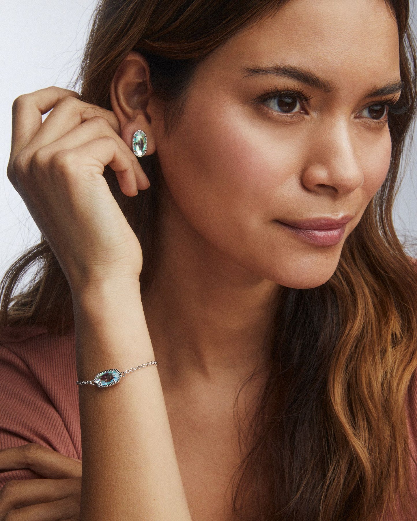 Elaina Silver Delicate Chain Bracelet in Dichroic Glass