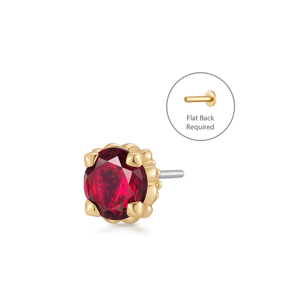 CHARLI | Lab Grown Ruby Threadless Flatback Earring