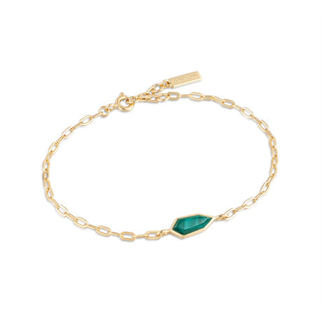 Gold Malachite Emblem Chain Bracelet
