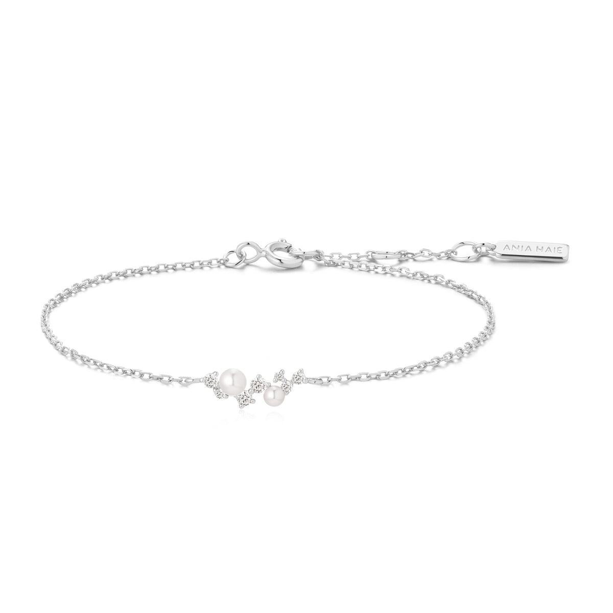 Silver Shell Pearl Cluster Bracelet