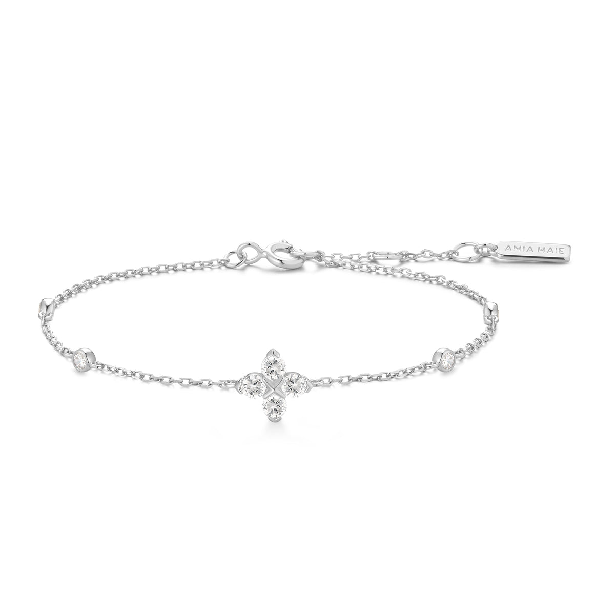 Silver Sparkling Lucky Clover Bracelet
