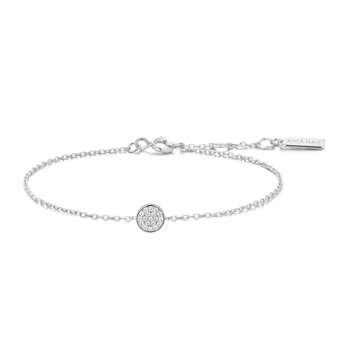 Silver Pavé Disc Bracelet