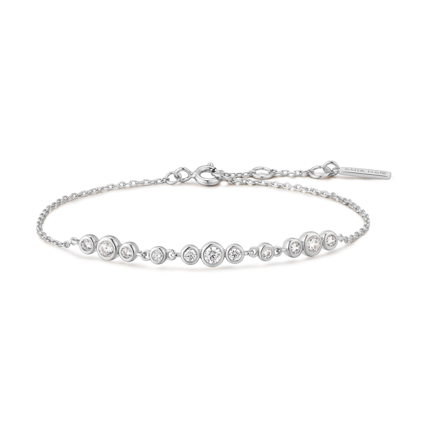 Silver Graduated Bezel-Set Trios Bracelet
