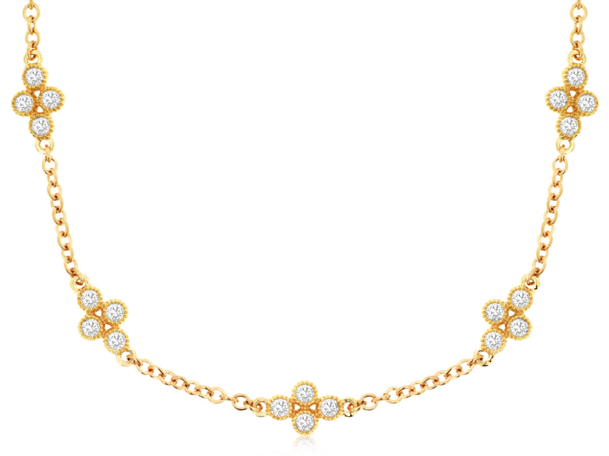 14kt Yellow Gold 11 Station Diamond Necklace
