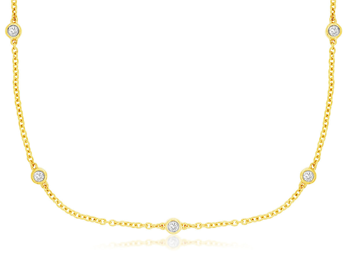 9 STATION DIAMOND NECKLACE | 14kt Yellow Gold