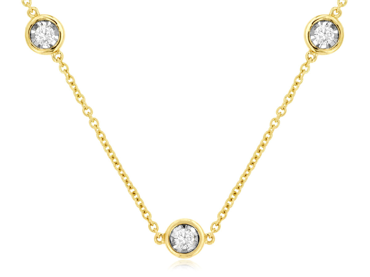 14kt Yellow Gold 9 Station Diamond Necklace