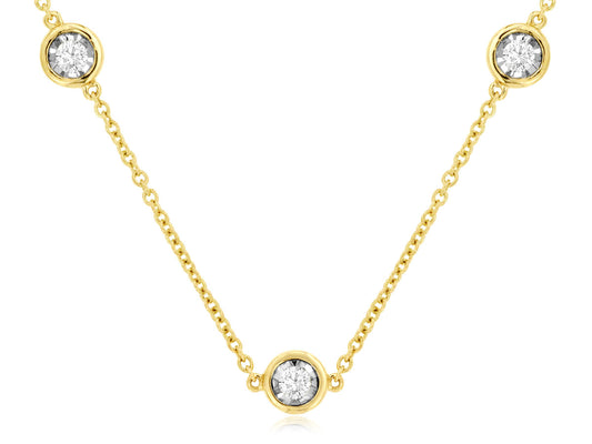 9 STATION DIAMOND NECKLACE | 14kt Yellow Gold