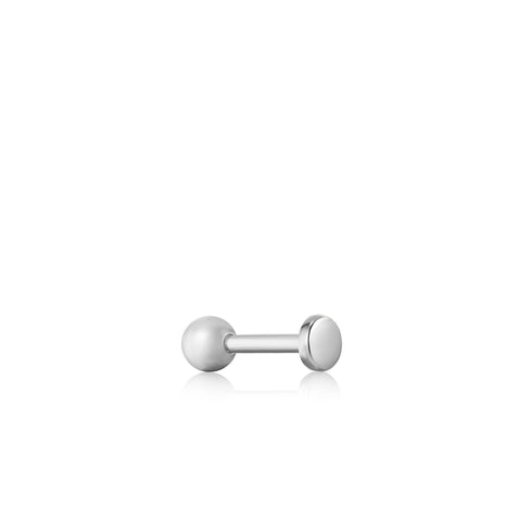 Silver Disc Barbell Single Earring