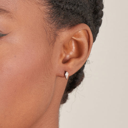 Silver Sparkle Emblem Single Barbell Earring