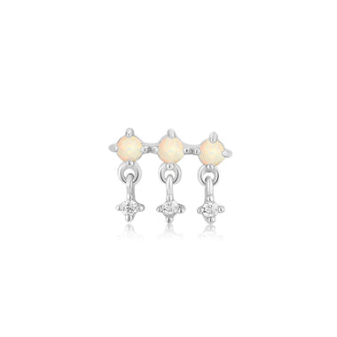 Silver Kyoto Opal Drop Sparkle Barbell Single Earring