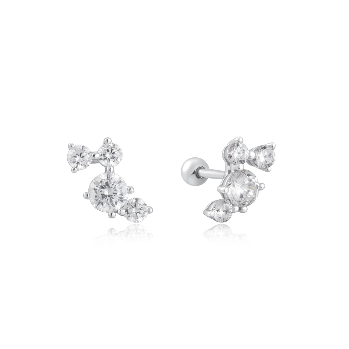 Silver Pav¨¦ Climber Barbell Earrings