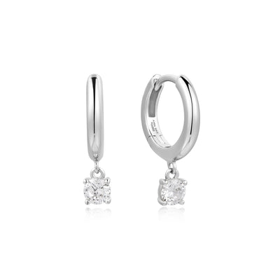Silver Drop Solitaire Huggies