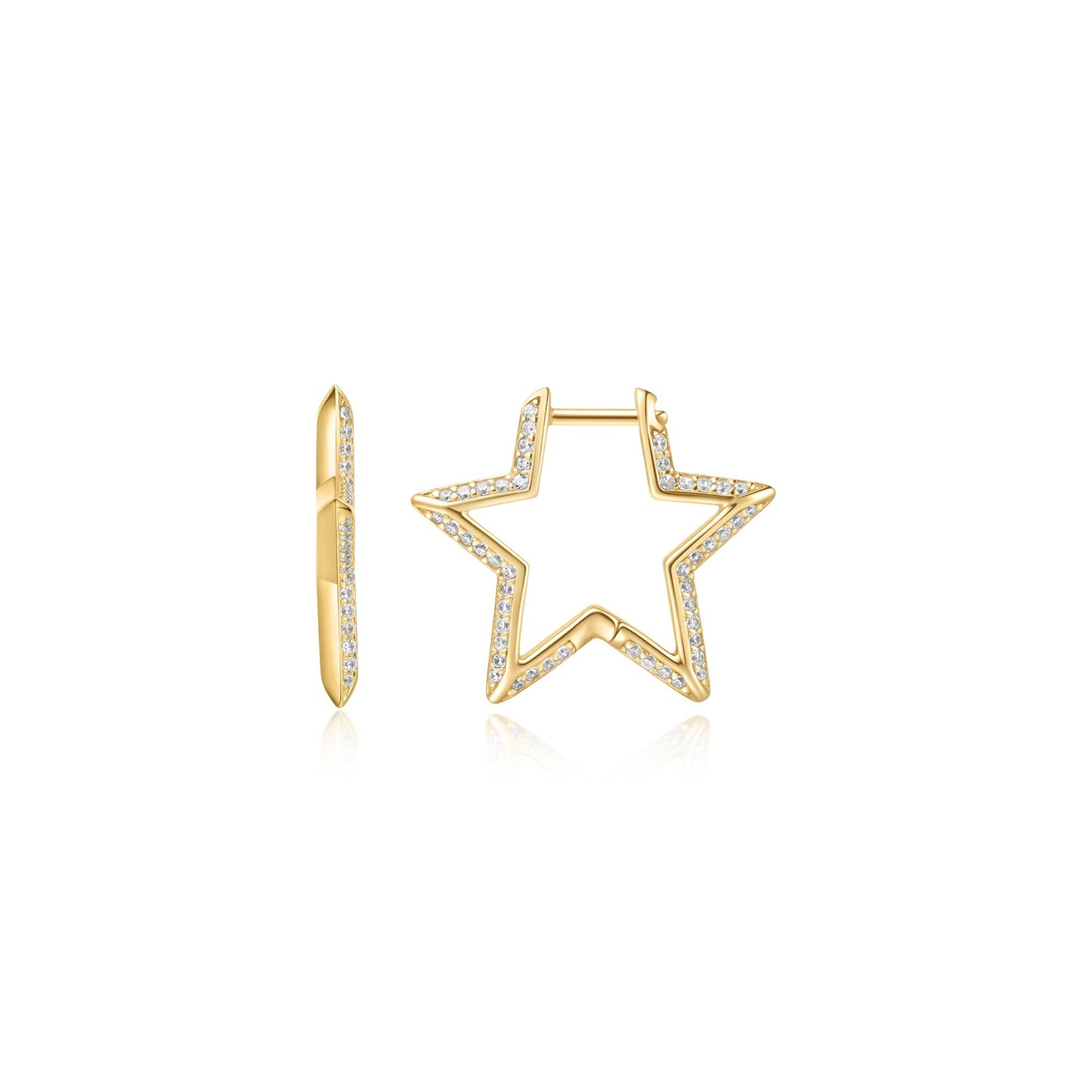 Gold Medium Star Pav¨¦ Hoop Earrings