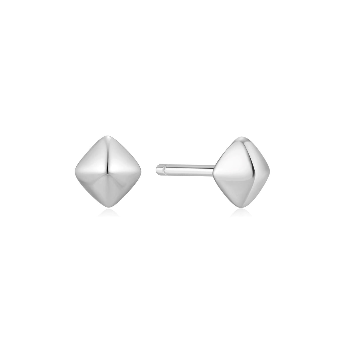 Silver Pyramid Glam Stud Earrings