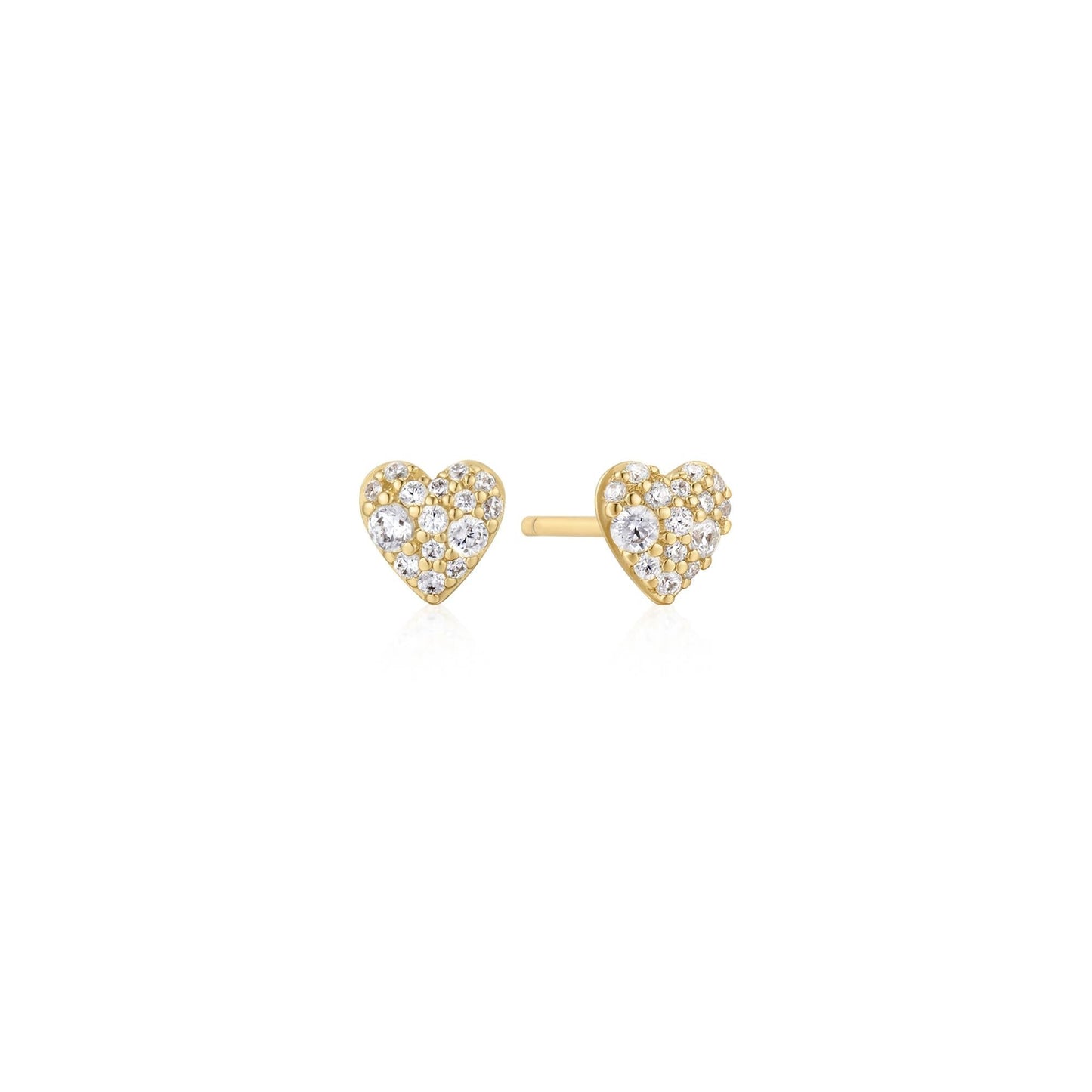 Gold Pav¨¦ Heart Stud Earrings