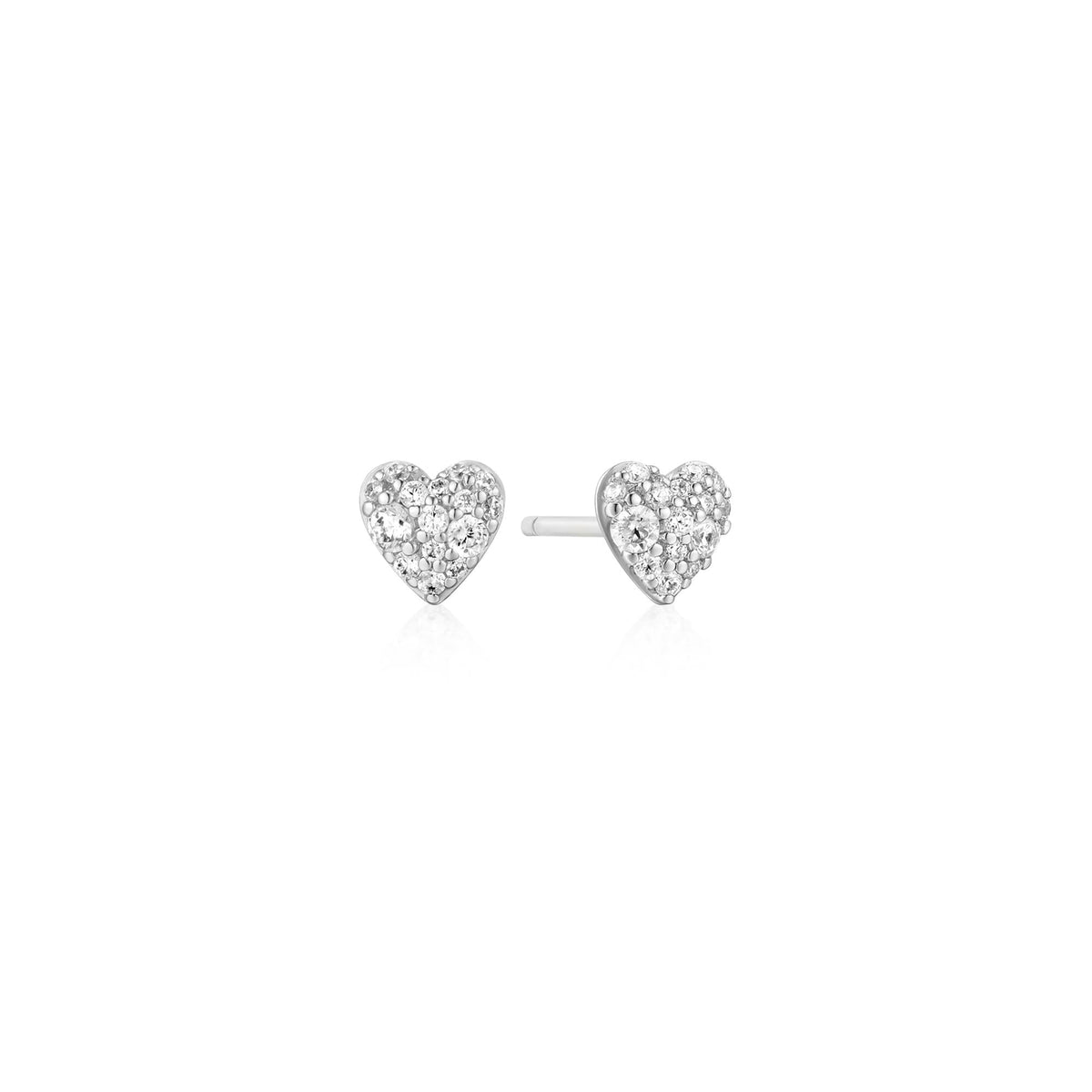 Silver Pav¨¦ Heart Stud Earrings
