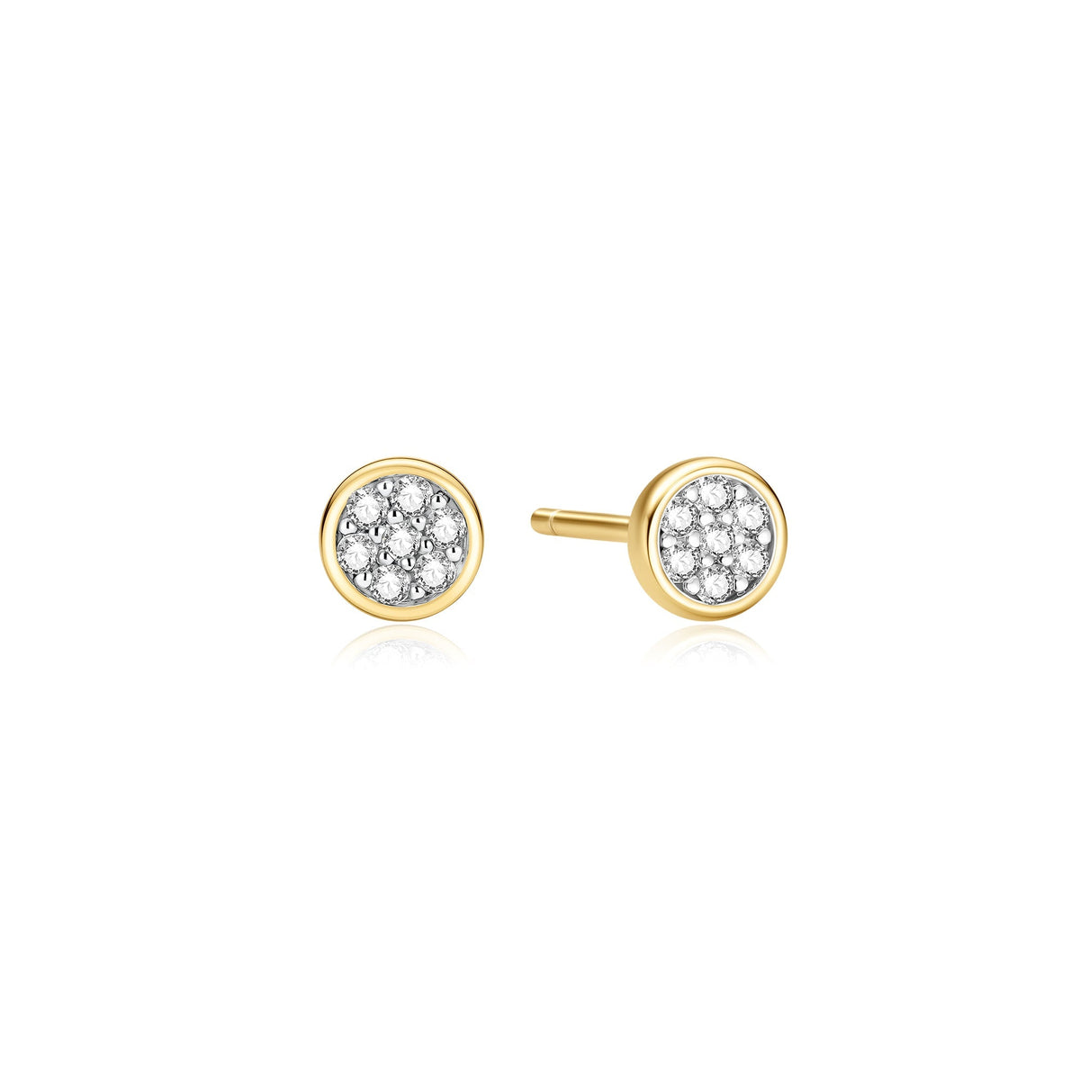 Gold Small Pav¨¦ Disc Stud Earrings