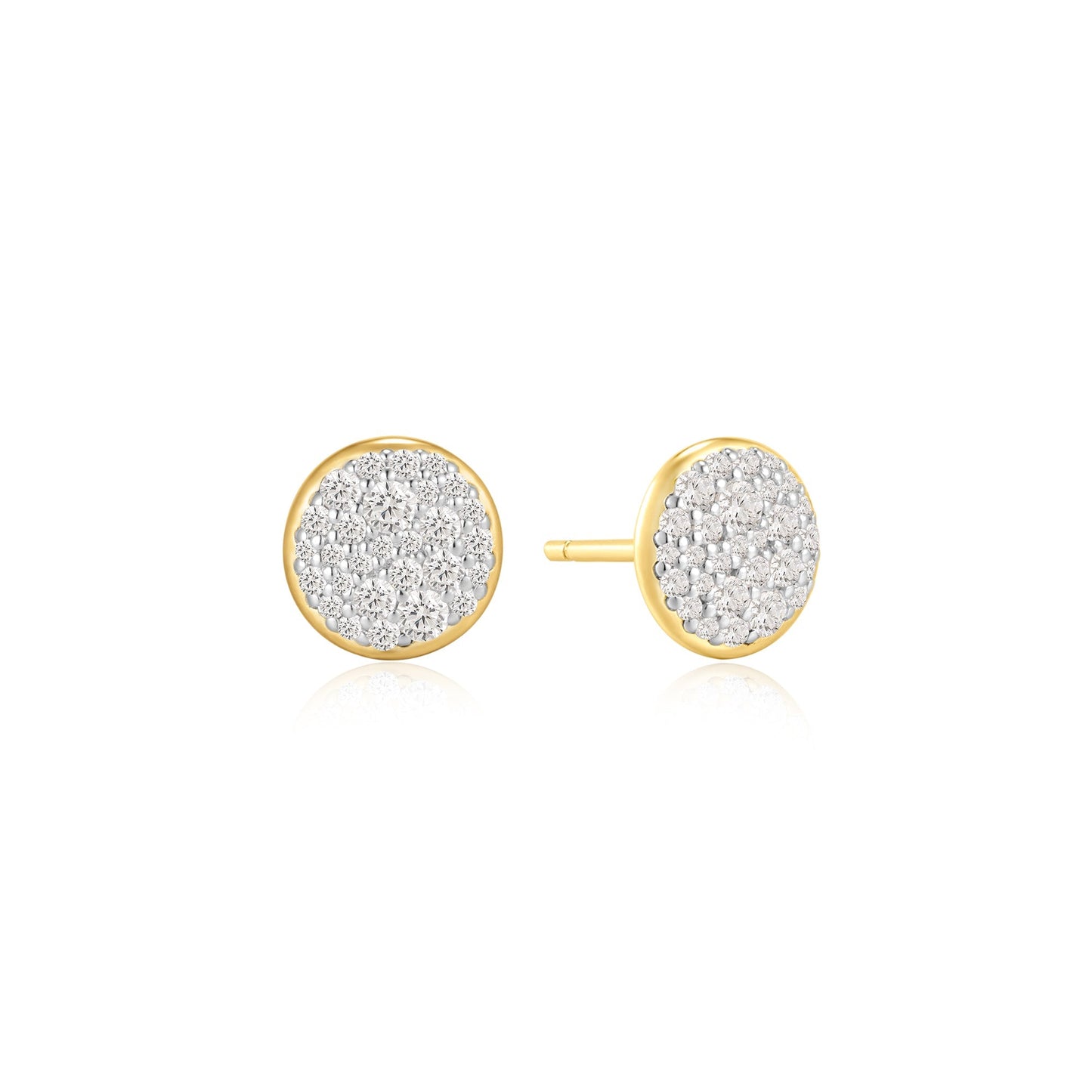 Gold Pav¨¦ Disc Stud Earrings