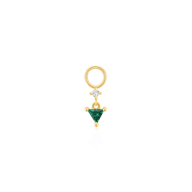 Gold Sparkle Drop Green Earring Charm