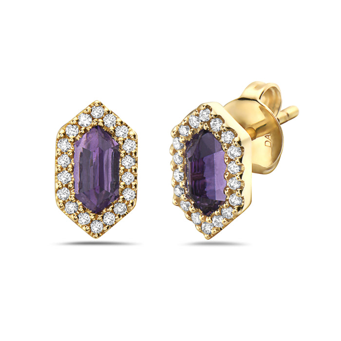 14 Karat Yellow Gold Amethyst Earrings