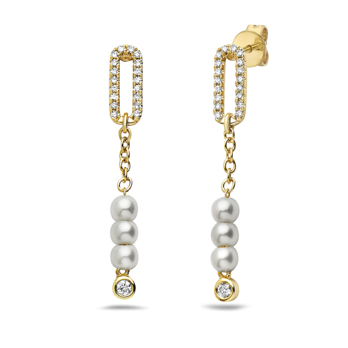 14 Karat Yellow Gold Pearl Drop Earring