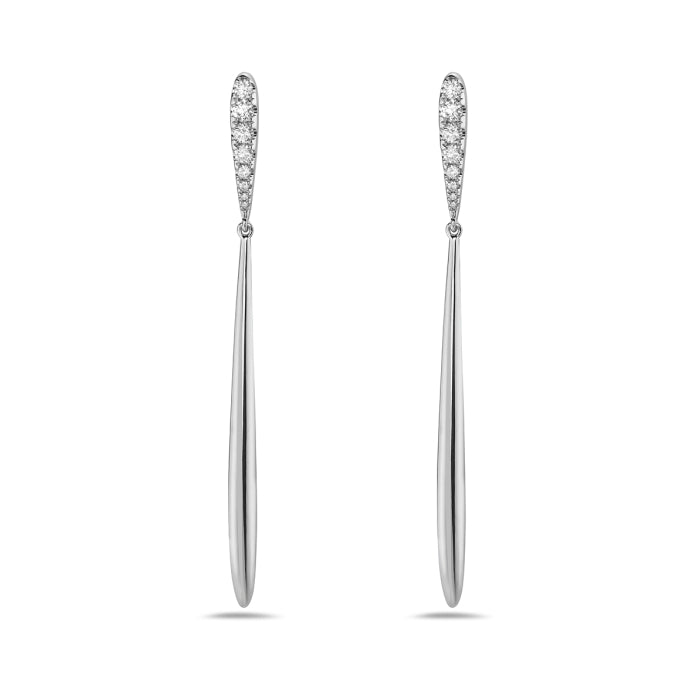 14 Karat White Gold Diamond Drop Earrings