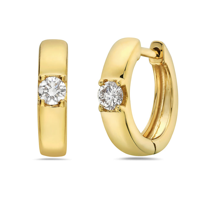 14 Karat Yellow Gold Diamond Hoop Earrings