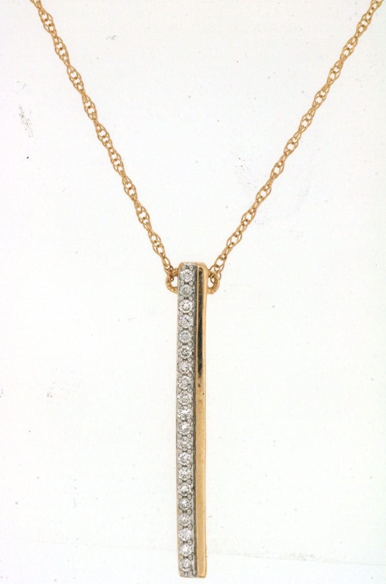 14kt Yellow Gold Diamond Bar Necklace