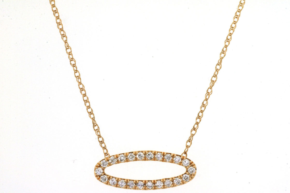 14kt Yellow Gold Diamond Oval Necklace