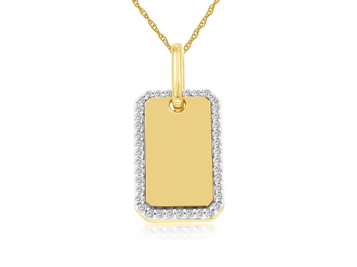 14kt Yellow Gold Diamond Tag Necklace