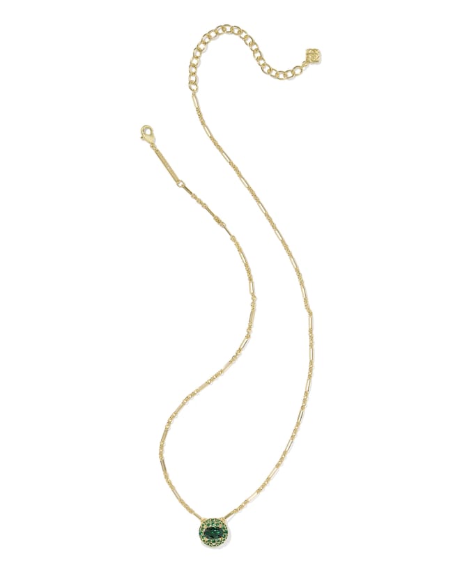 Bella Gold Short Pendant Necklace in Dark Green Crystal