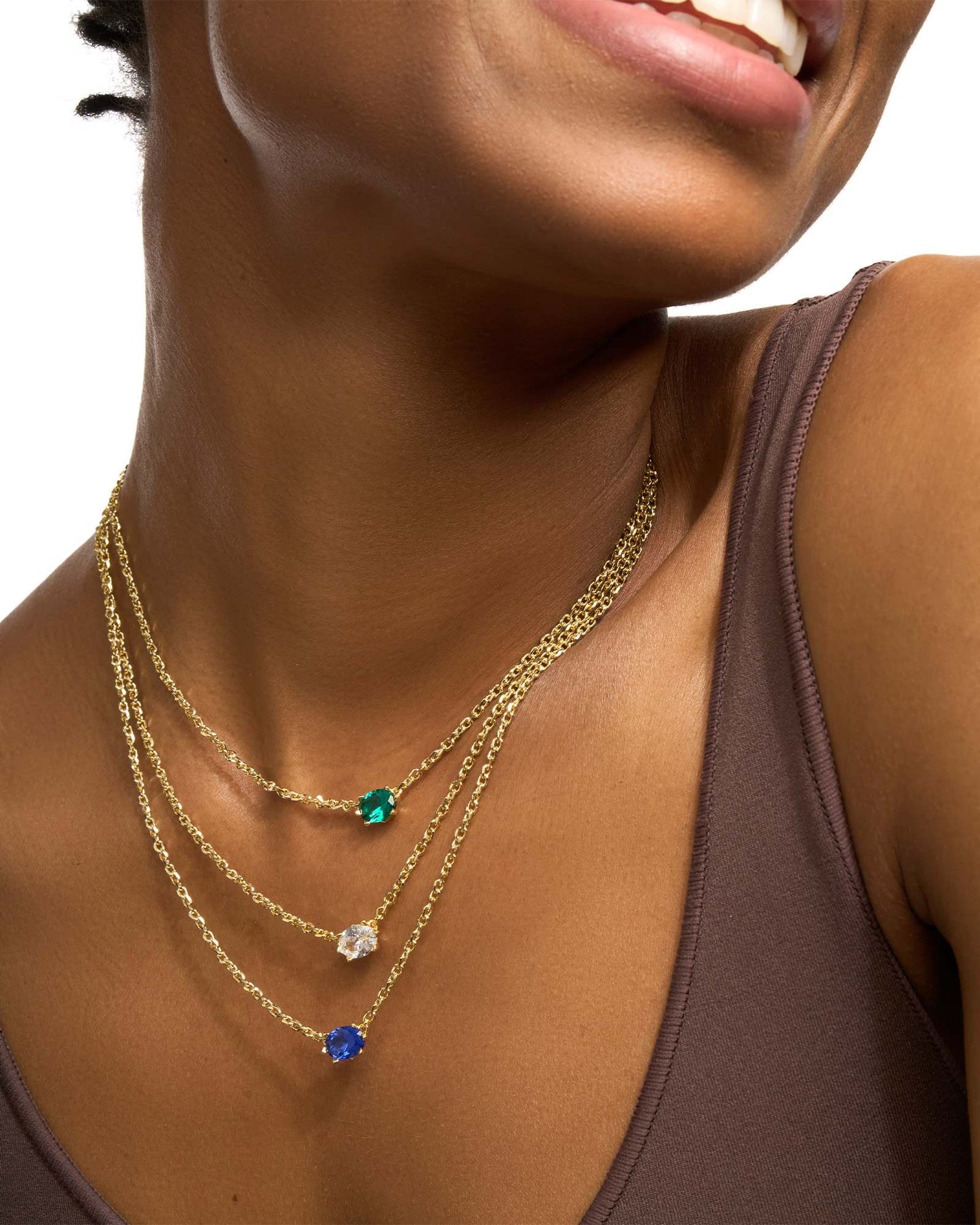 Cailin Gold Pendant Necklace in Blue Crystal