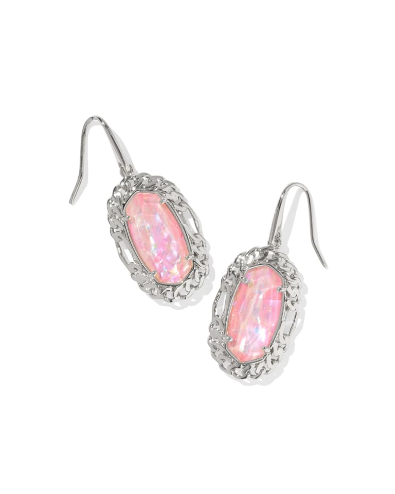 Dani Silver Figaro Frame Drop Earrings in Pink Iridescent Mother-of-Pearl