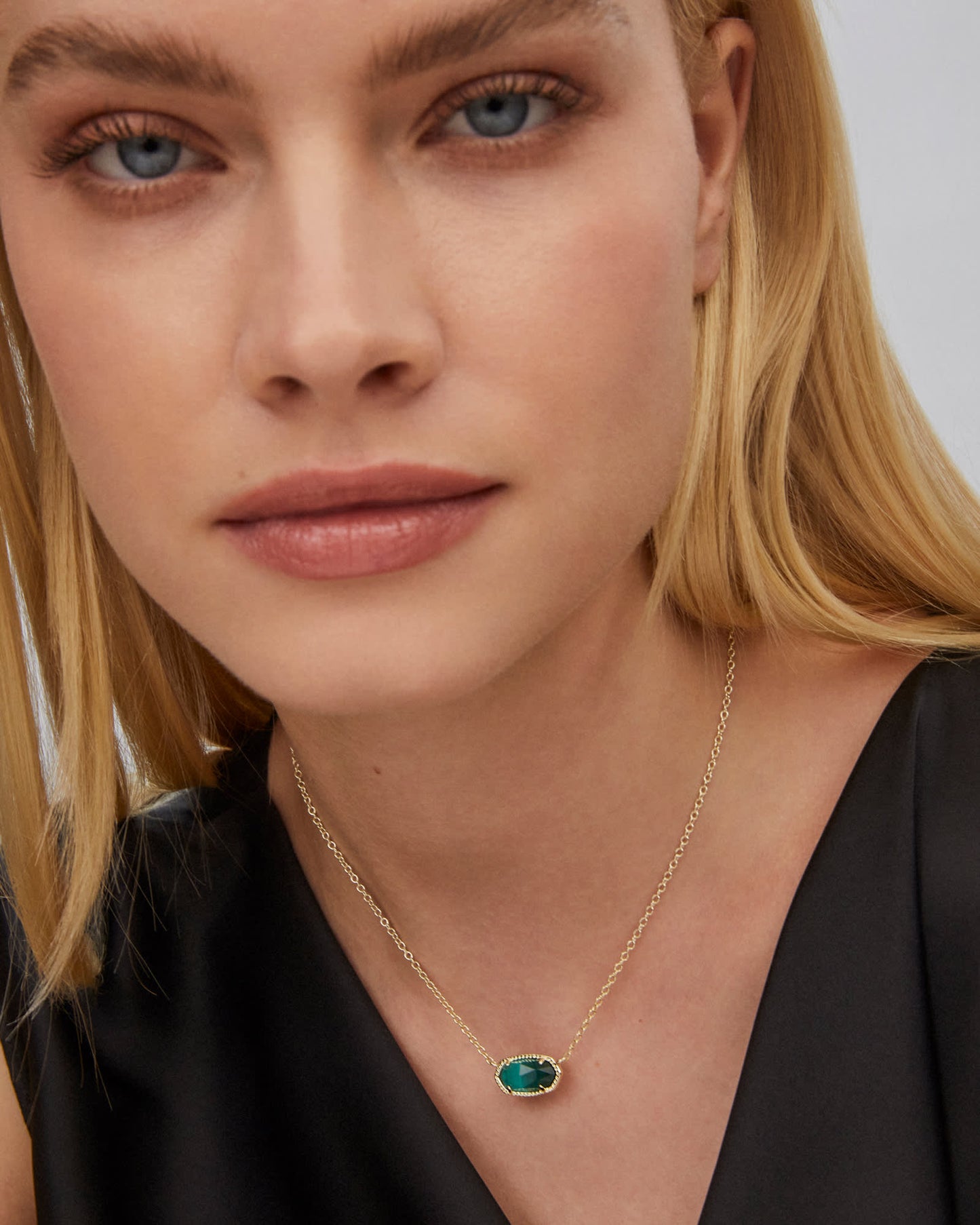 Elisa Gold Pendant Necklace in Emerald Cat’s Eye