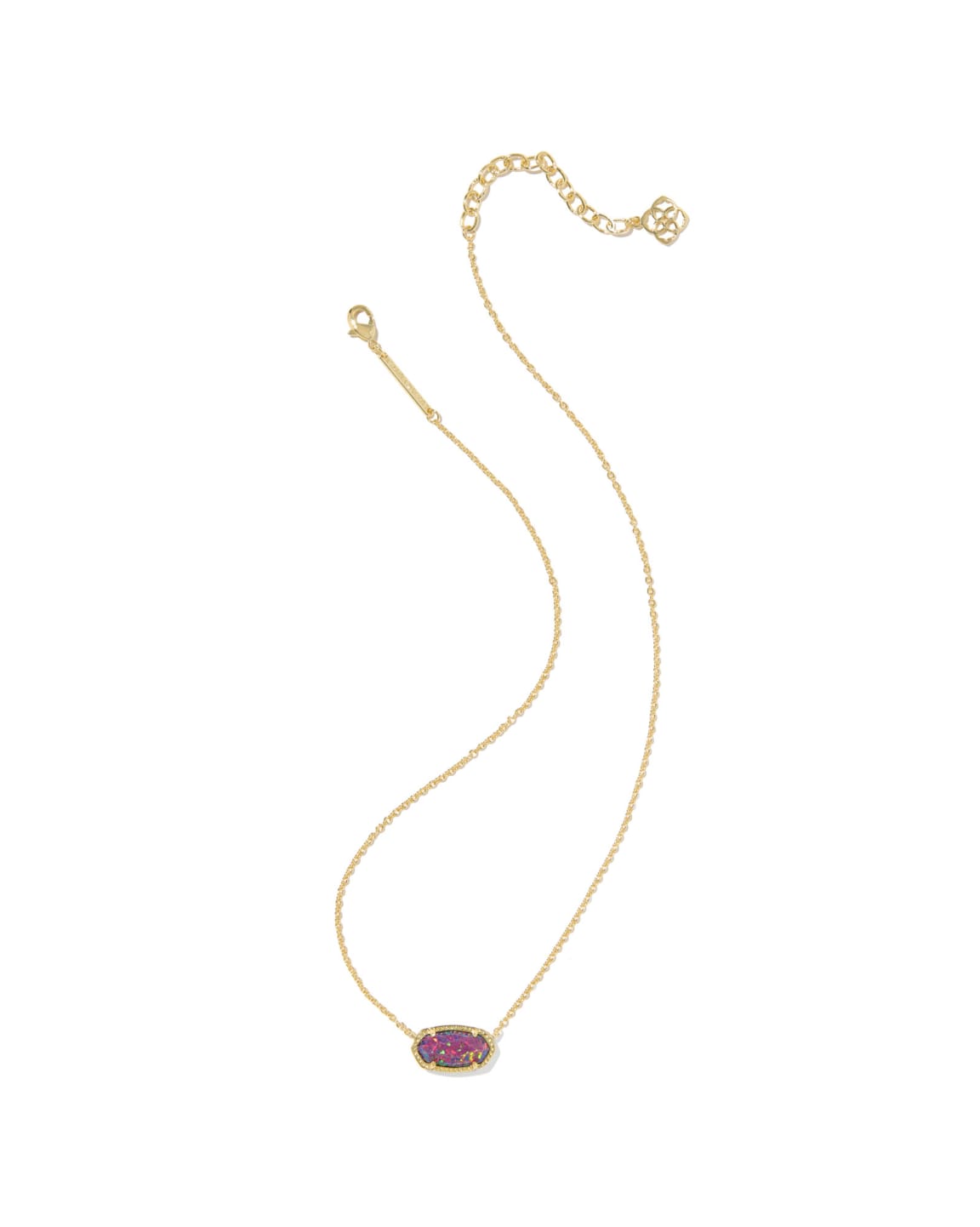 Elisa Gold Short Pendant Necklace In Dark Lavender Kyocera Opal