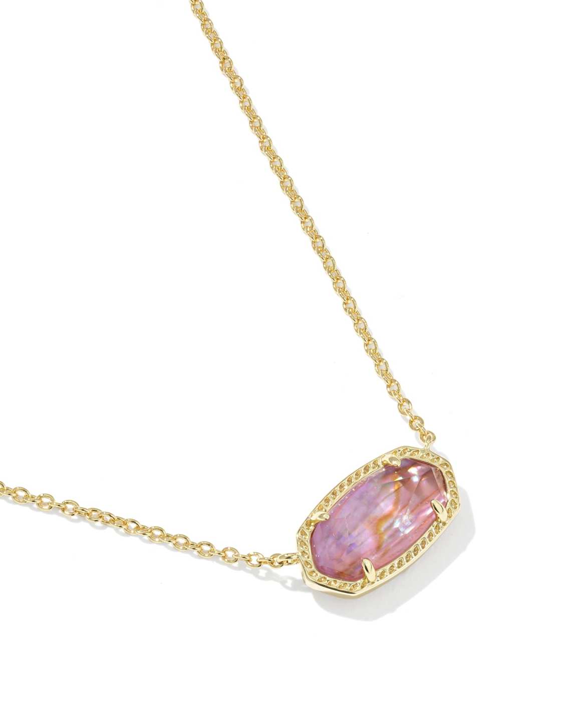 Elisa Gold Pendant Necklace in Light Mauve Illusion