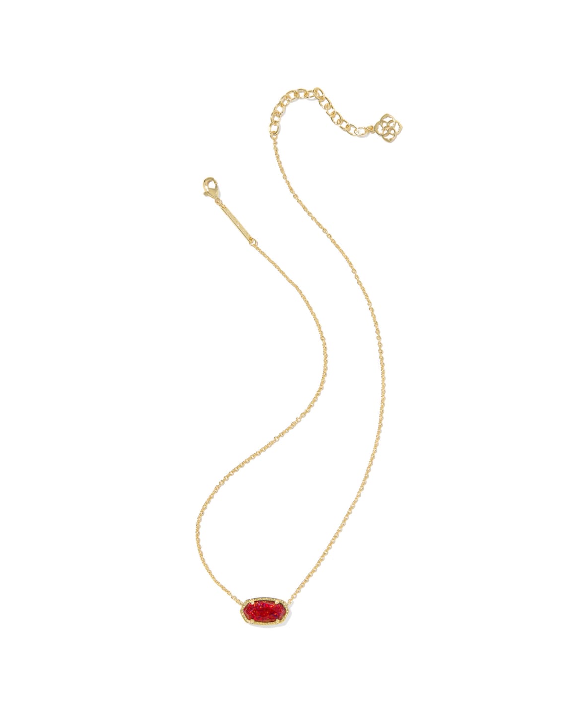 Elisa Gold Short Pendant Necklace In Red Kyocera Opal