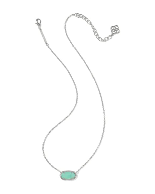 Elisa Silver Pendant Necklace in Mint Iridescent Abalone