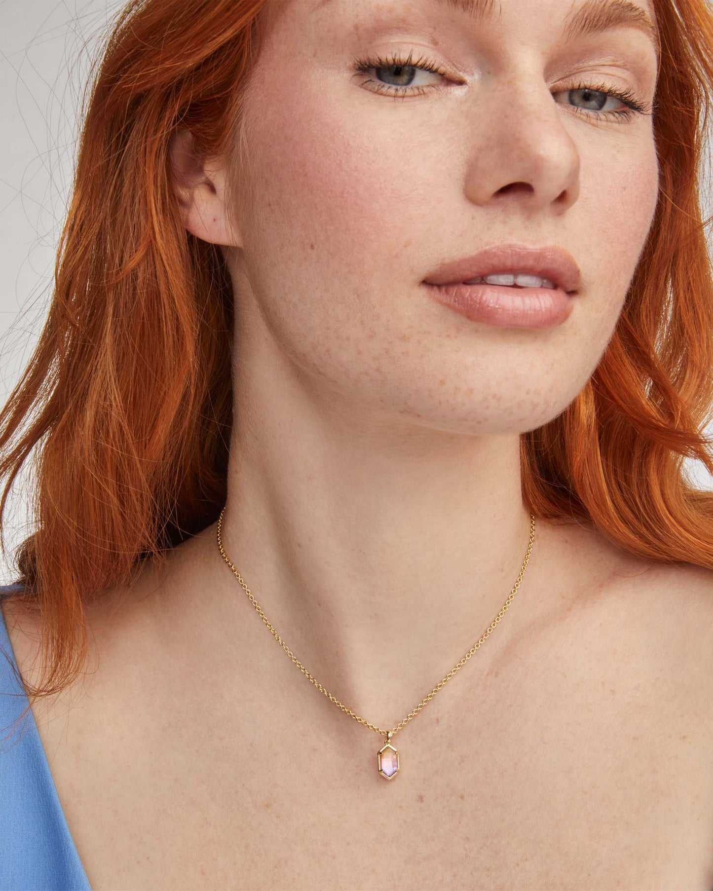 Hallie Gold Short Pendant Necklace In Sunrise Watercolor Illusion