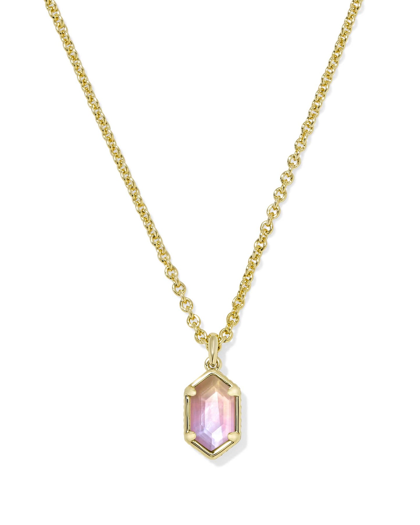Hallie Gold Short Pendant Necklace In Sunrise Watercolor Illusion
