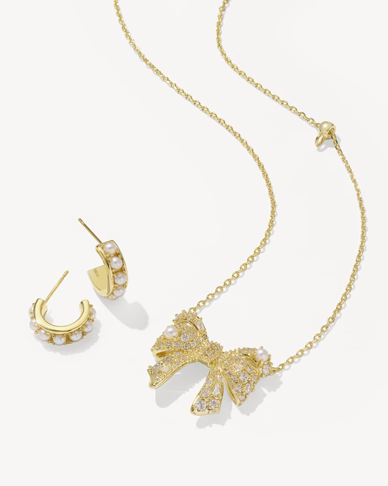 Krista Gold Huggie Earrings in Freshwater Cultured Pearl