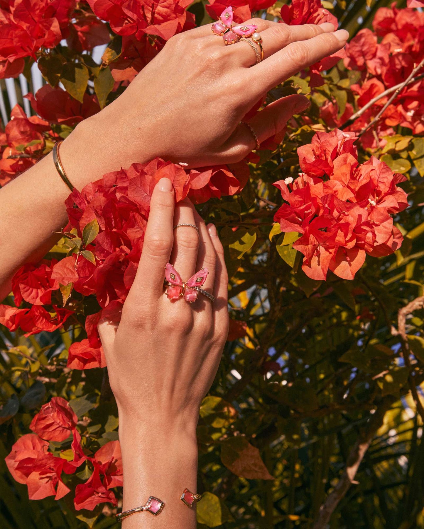 Joelle Gold Cuff Bracelet in Azalea Illusion