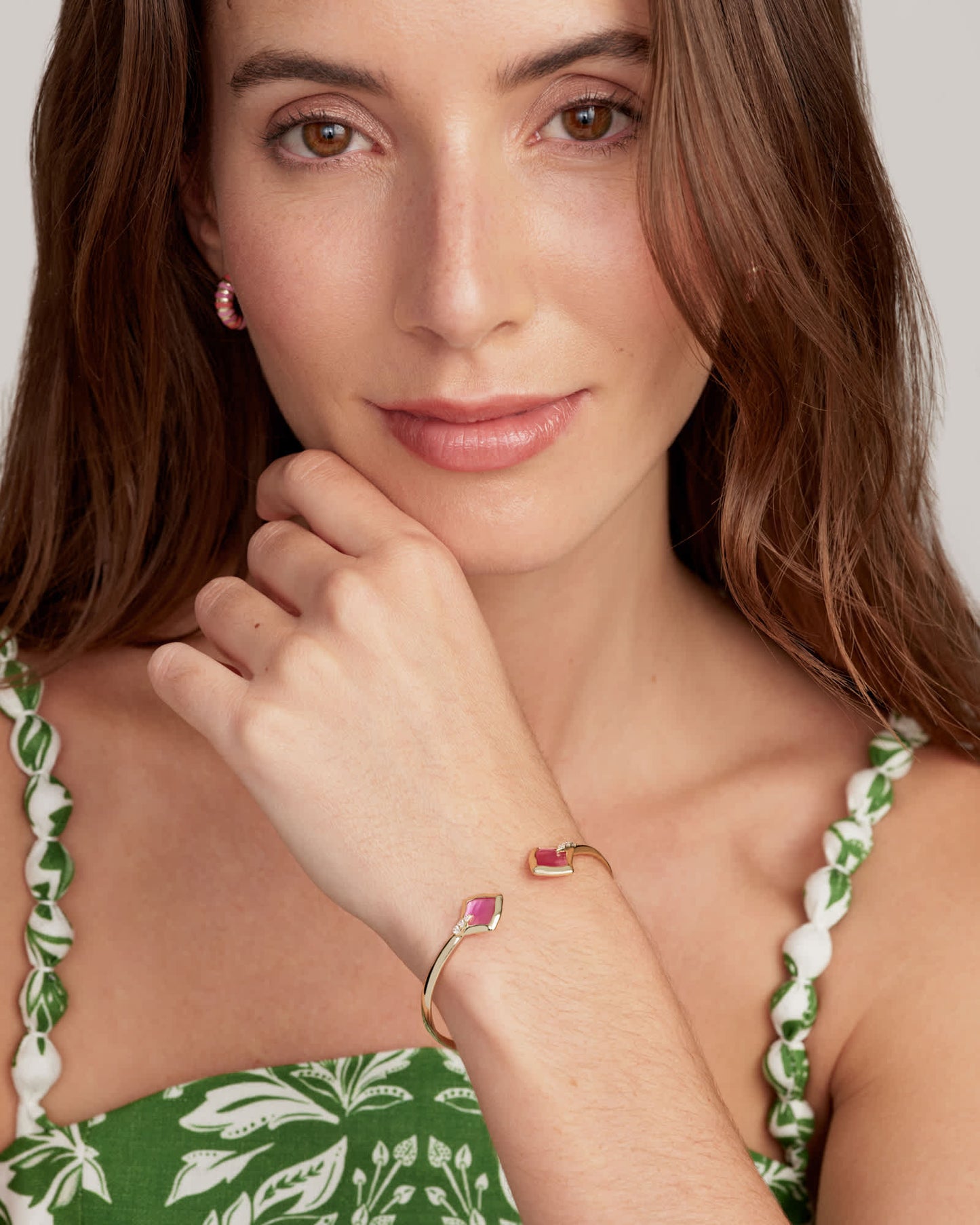 Joelle Gold Cuff Bracelet in Azalea Illusion