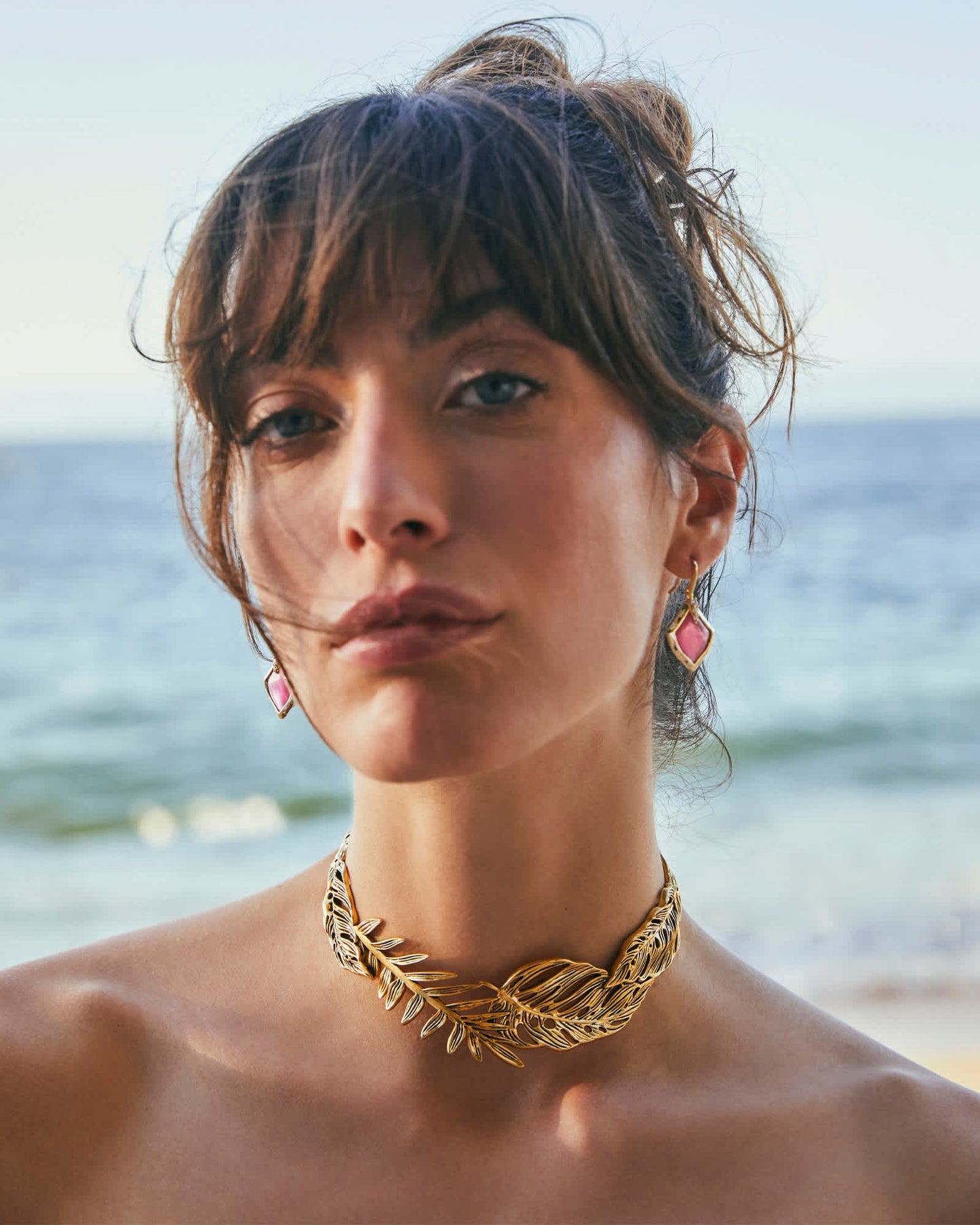 Joelle Gold Drop Earrings in Azalea Illusion