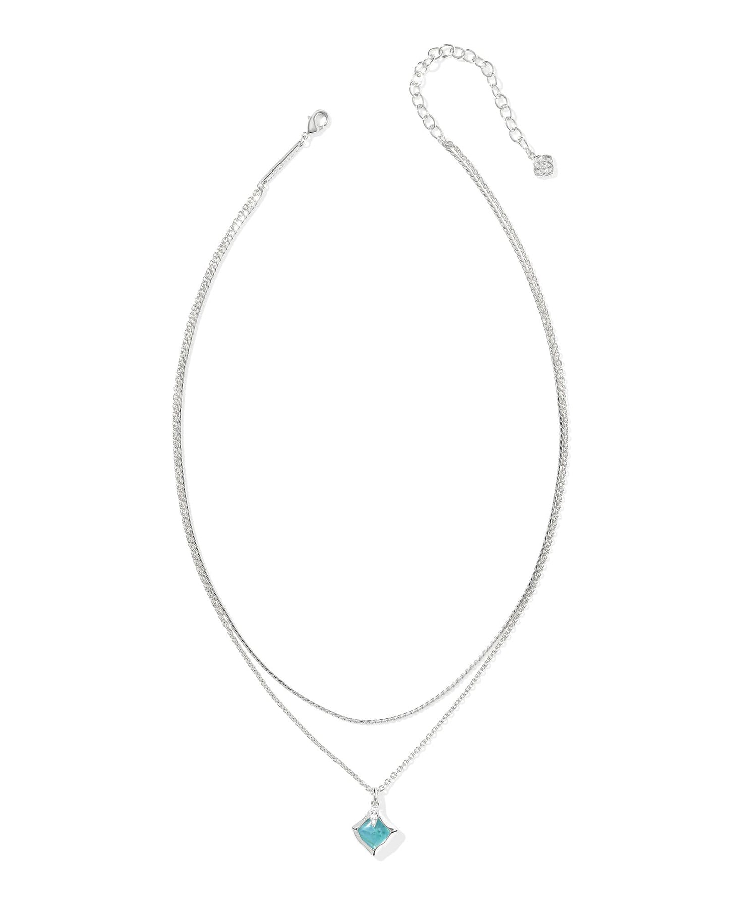 Joelle Silver Multi Strand Necklace in Bright Aqua Illusion