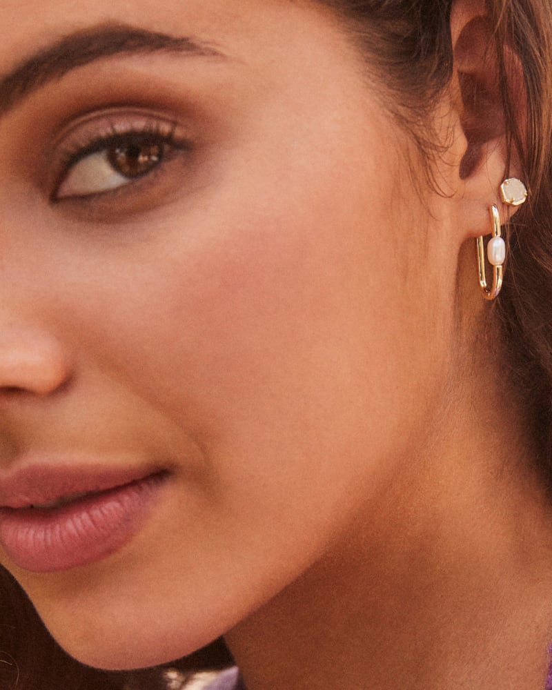 Nola Gold Stud Earrings in Iridescent Drusy