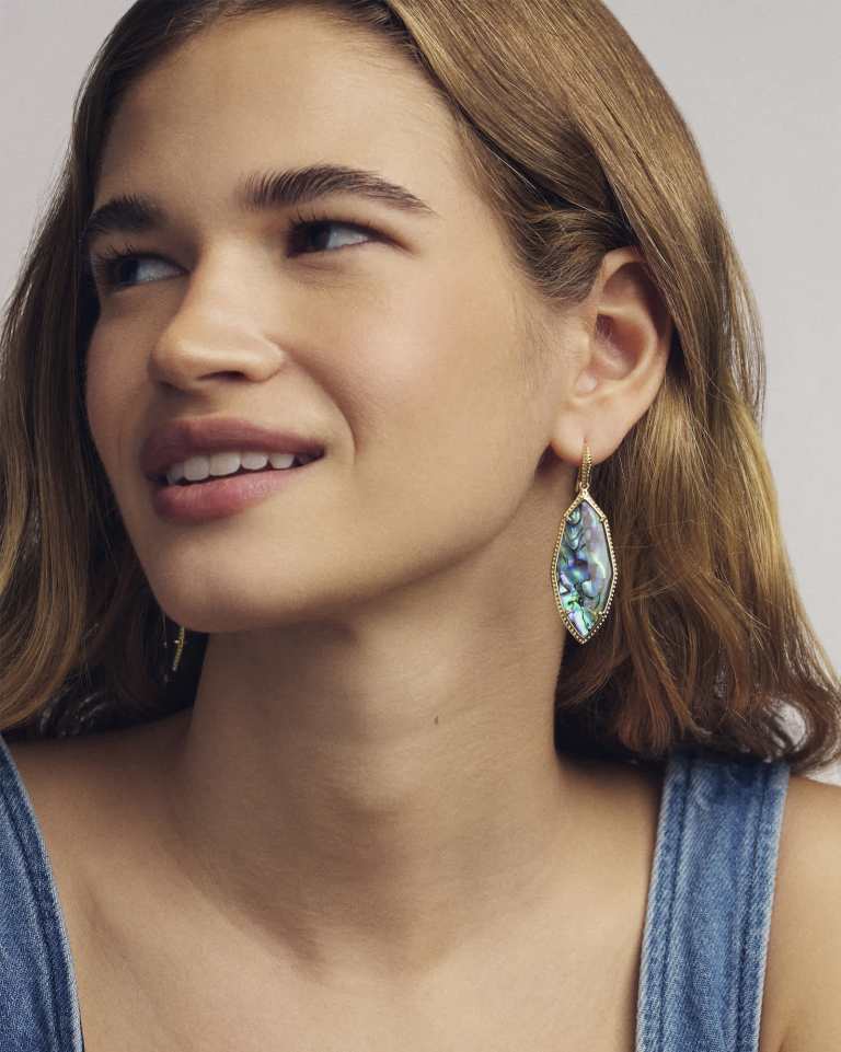 Ophelia Gold Drop Earrings in Abalone Shell