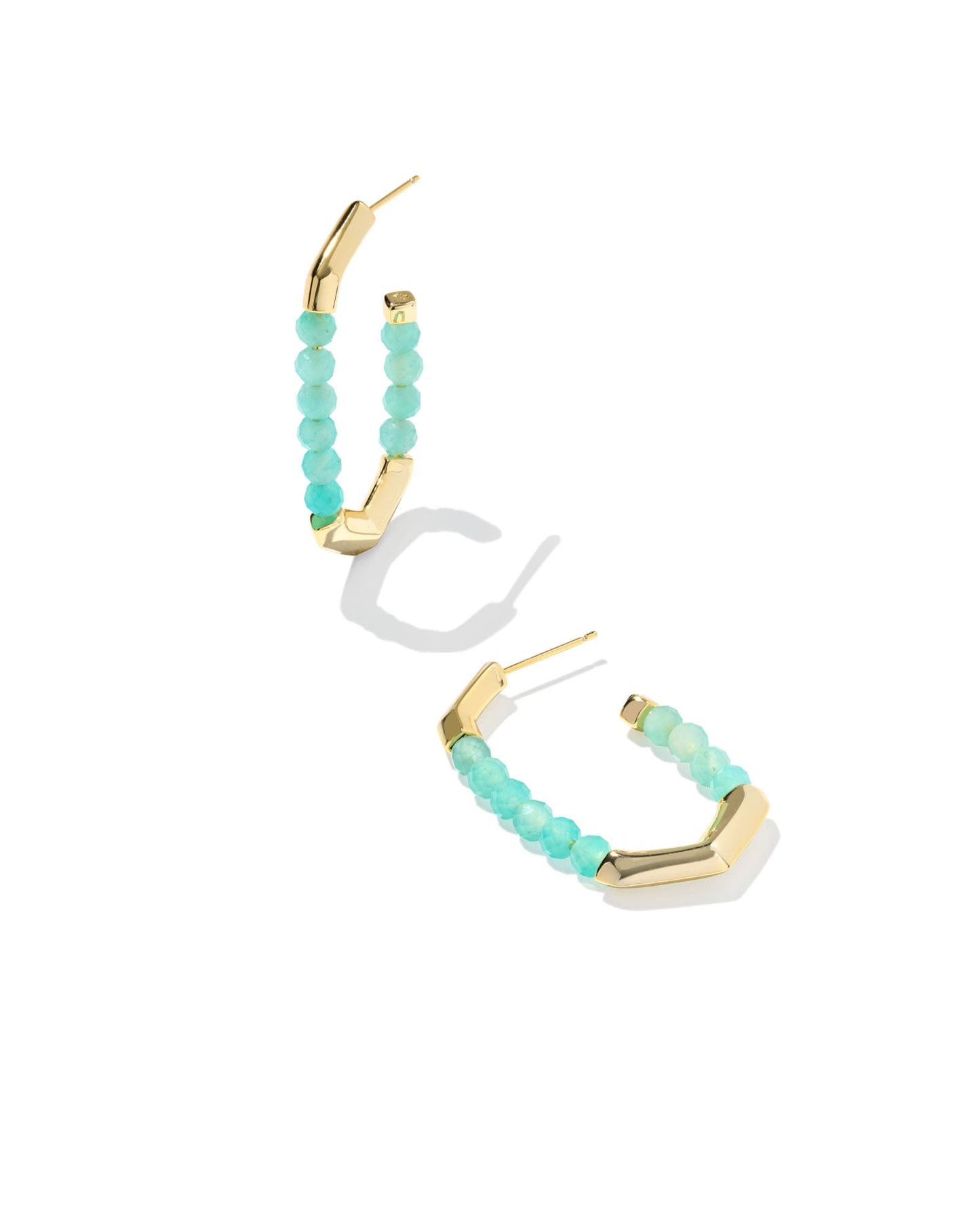 Sylvia Gold Hoop Earrings in Teal Amazonite