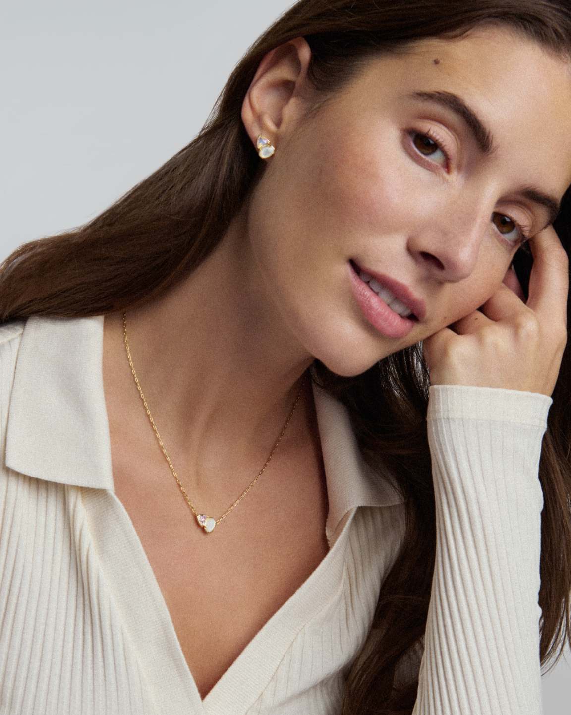 Tatum Gold Stud Earrings in Neutral Mix
